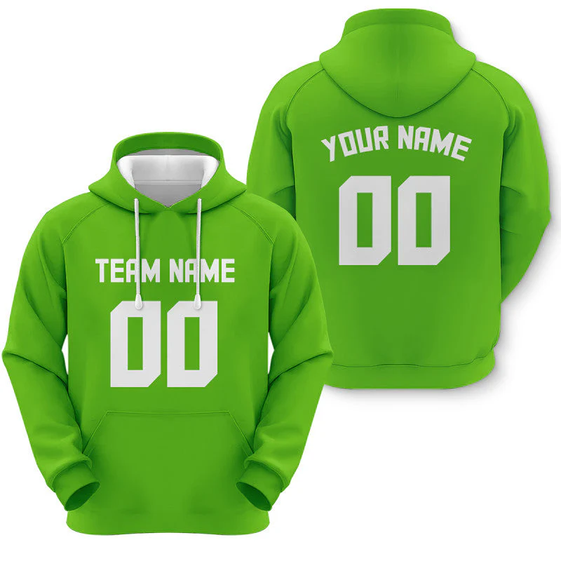 Custom Neon Green White Sports Pullover Sweatshirt Football Hoodie