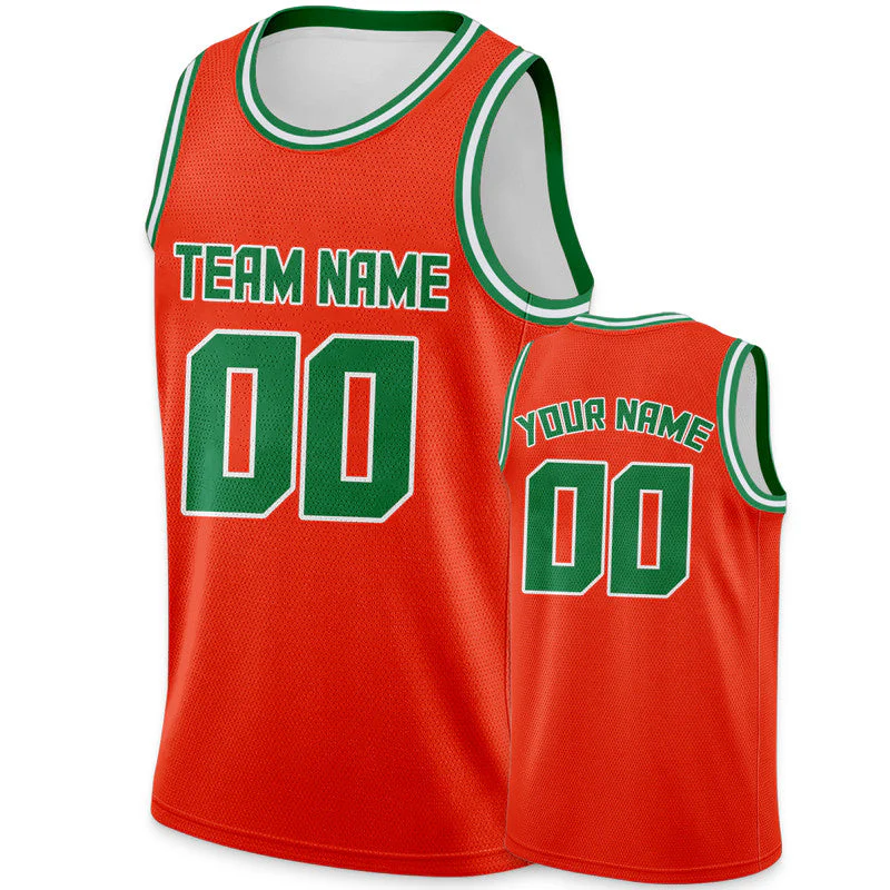 Custom Orange Green Round Neck Rib-Knit Basketball Jersey