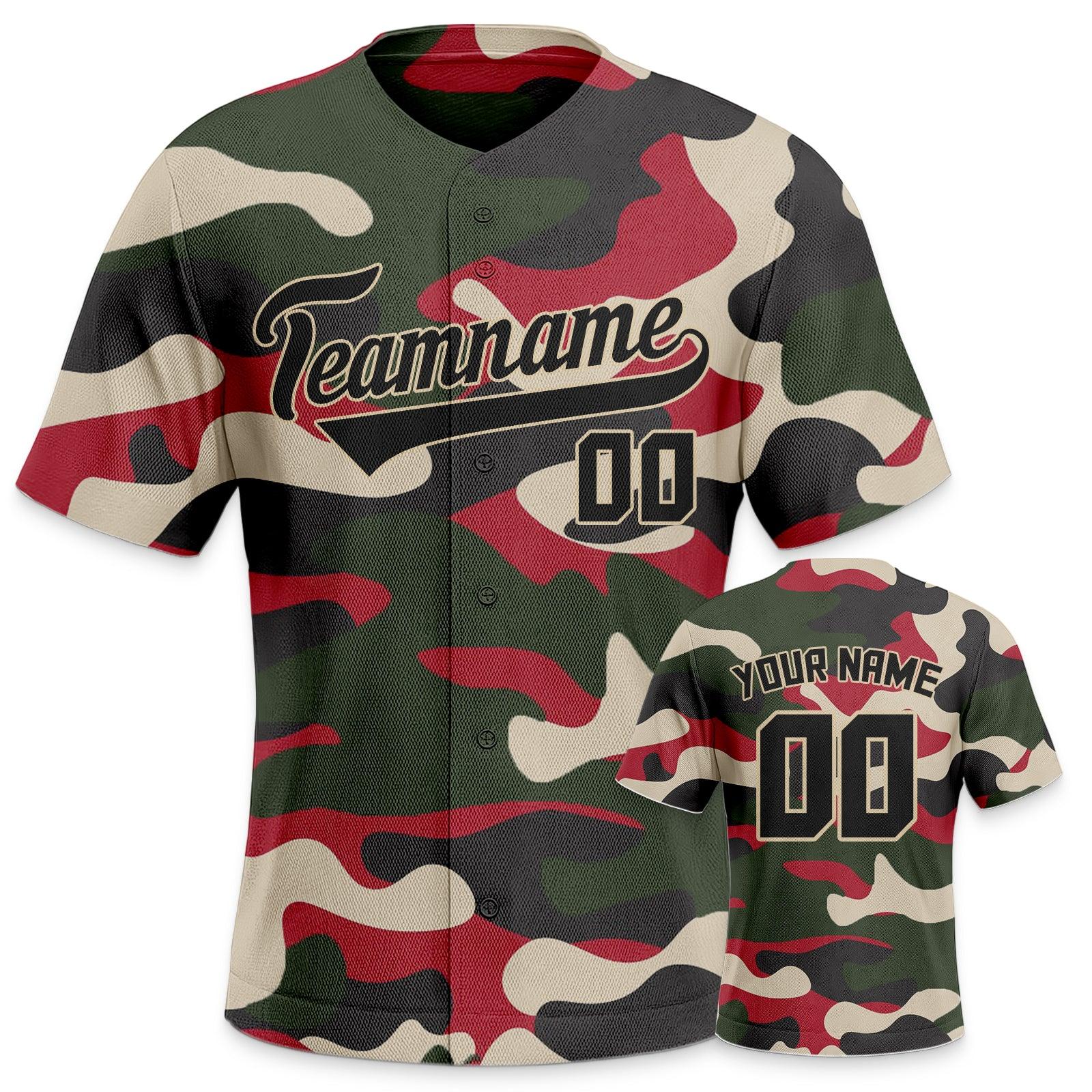 Custom Camo Black-Cream Authentic Salute To Service Baseball Jersey-1