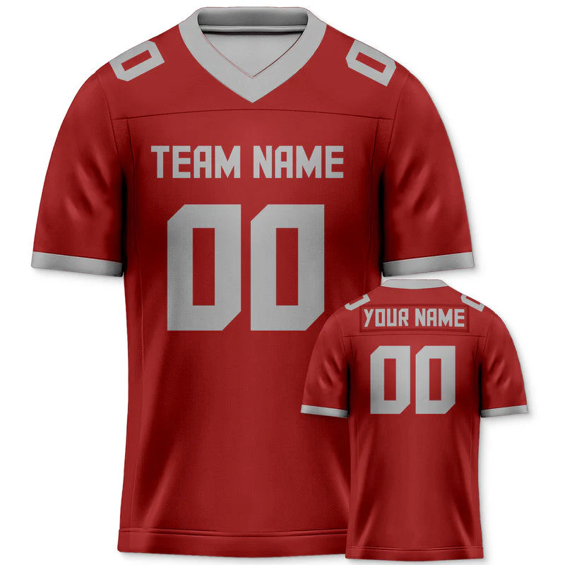 Custom Red Gray Mesh Authentic Football Jersey