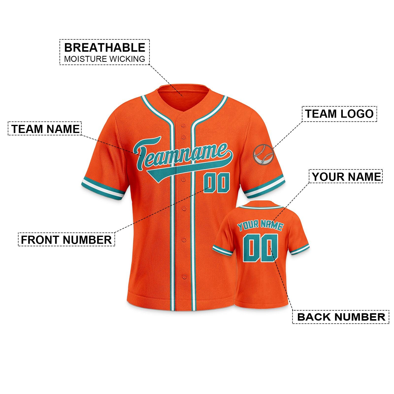 Custom Orange Aqua-White Authentic Classic Baseball Jersey