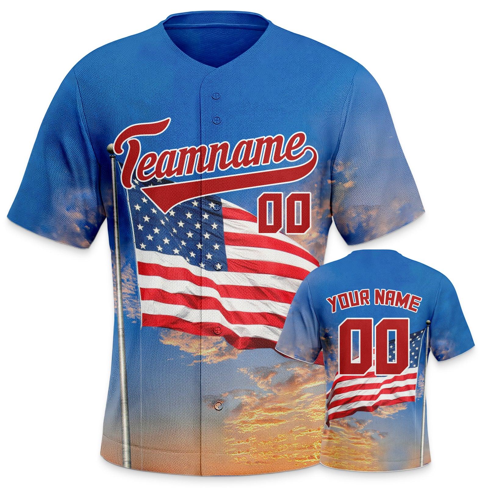 Custom 3D American Flag Fashion Authentic Baseball Jersey