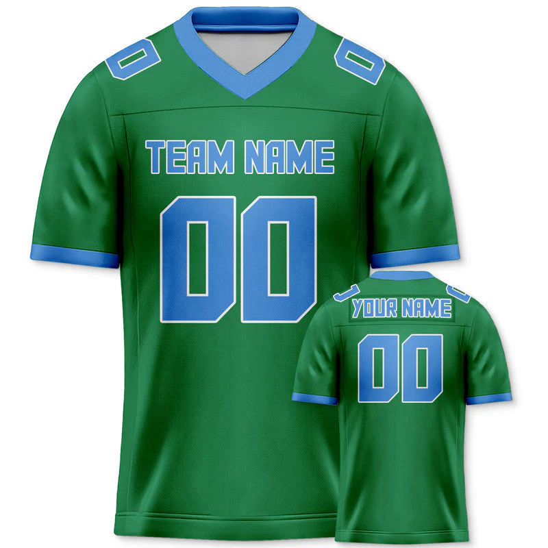 Custom Green Light Blue Mesh Authentic Football Jersey