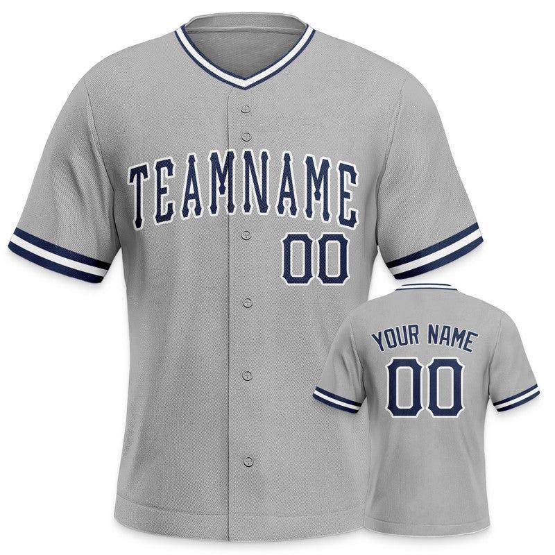 Custom Gray Navy-White Authentic Baseball Jersey-1