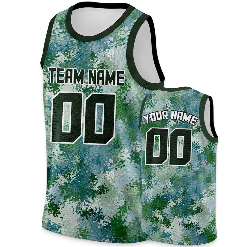 Custom Camo Kelly Green-White Authentic Salute To Service Basketball Jersey
