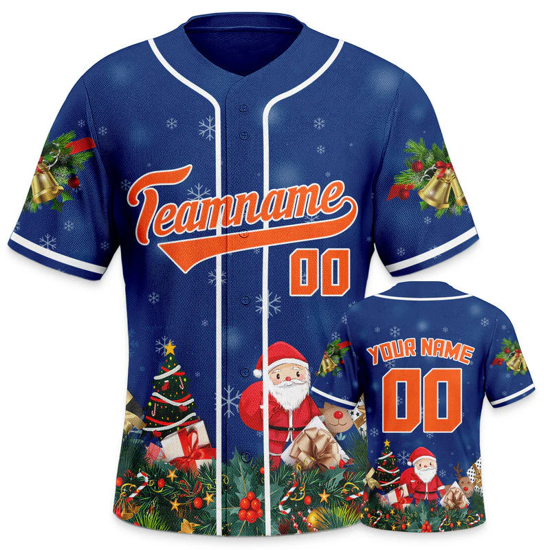 Christmas Day Custom Royal Orange-White Santa Claus Authentic Baseball Jersey