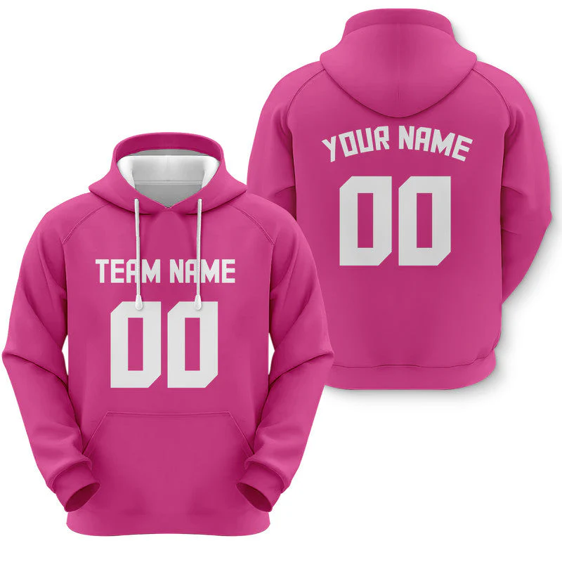 Custom Pink White Sports Pullover Sweatshirt Football Hoodie