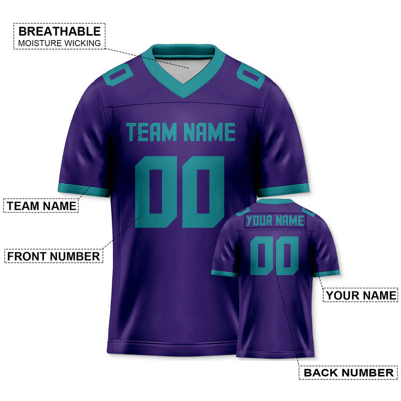 Custom Purple Aqua Mesh Authentic Football Jersey1