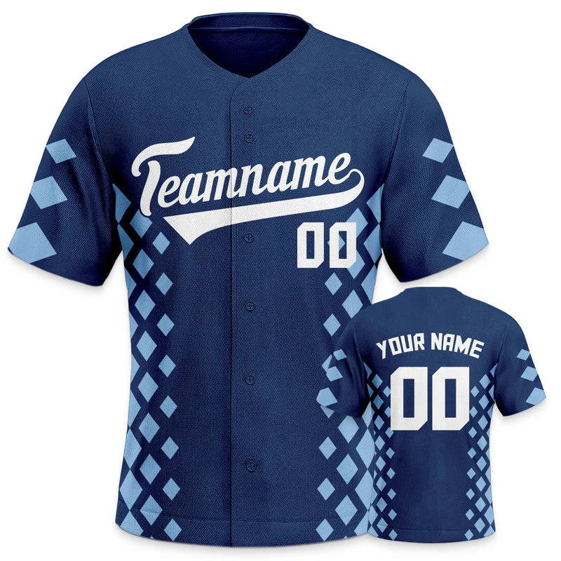 Custom Navy Light Blue-White Creative  Cool Concept Authentic Baseball Jersey
