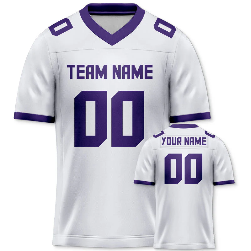Custom White Purple Mesh Authentic Football Jersey