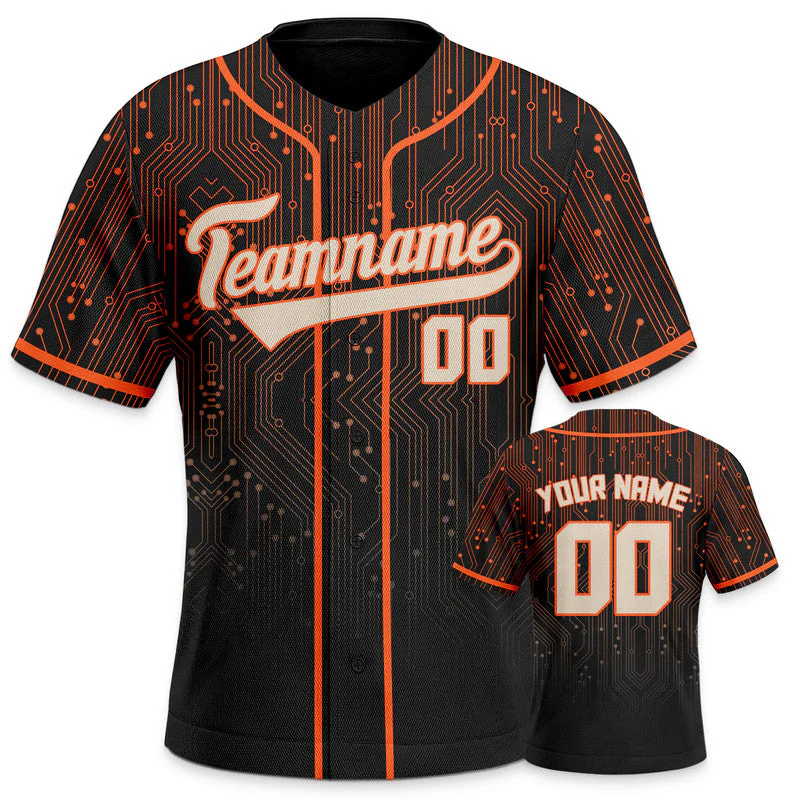 Custom Black Orange-Beige Creative  Cool Concept Authentic Baseball Jersey