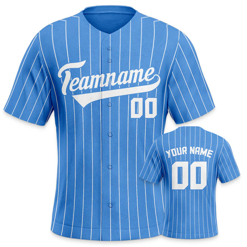 Custom Powder Blue Gray Pinstripe White Gray Authentic Baseball Jersey