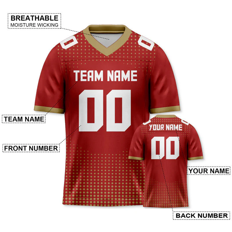 Custom Red White-Gold Concept Version Authentic Football Jersey
