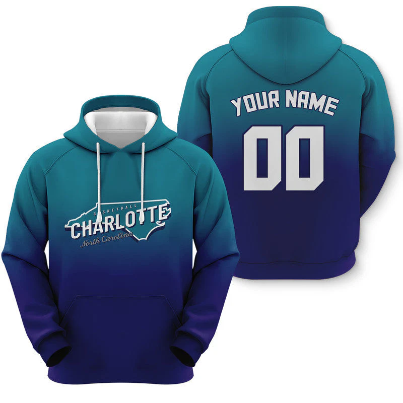 Custom Sports Pullover Sweatshirt Basketball Split State Map Charlotte Fashion Hoodie