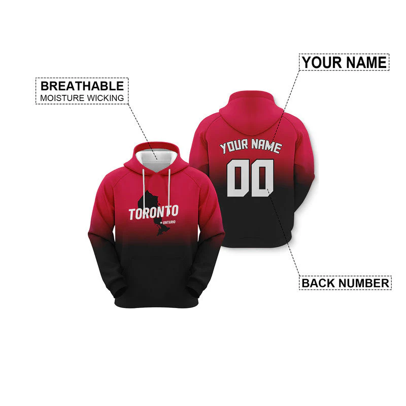 Custom Sports Pullover Sweatshirt Basketball Split State Map Toronto Fashion Hoodie