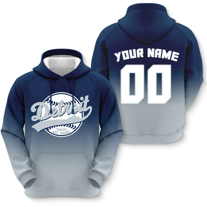 Custom Sports Pullover Sweatshirt Baseball City Detroit  You're My Home Split Fashion Hoodie