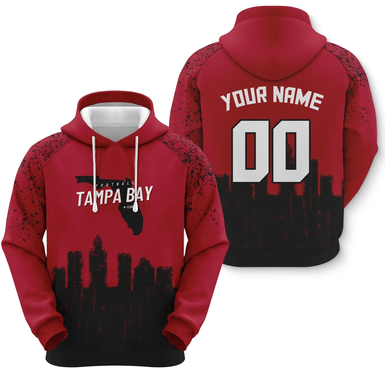 Custom Sports Pullover Sweatshirt Football Graffiti City Map Tampa Bay Fashion Hoodie2