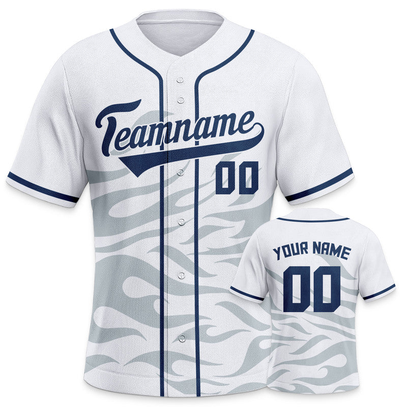 Custom White Navy-Gray Creative  Cool Concept Authentic Baseball Jersey