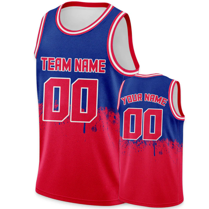 Custom Royal Red-White Authentic Spilt Fashion Basketball Jersey