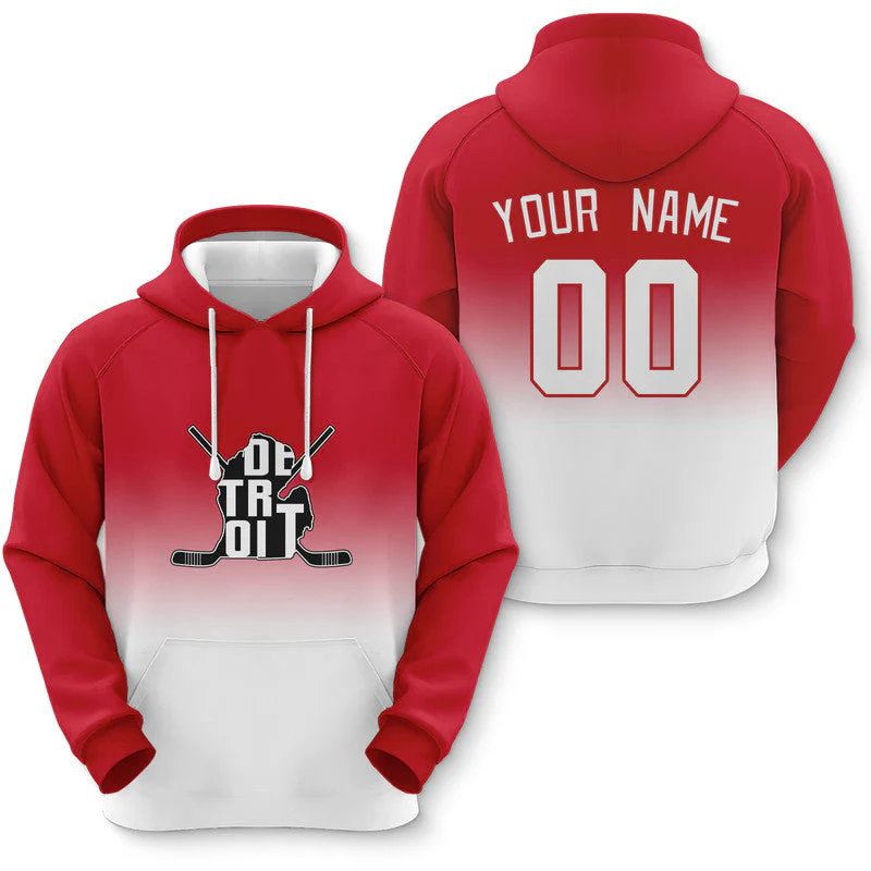 Custom Sports Pullover Sweatshirt Hockey Split Map Detroit Fashion Hoodie