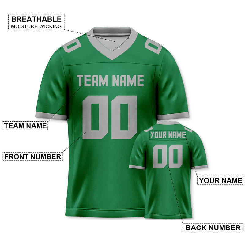 Custom Green Gray Mesh Authentic Football Jersey