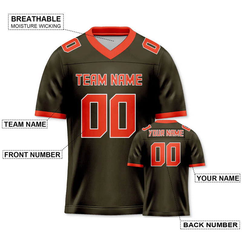 Custom Olive Orange Mesh Authentic Football Jersey