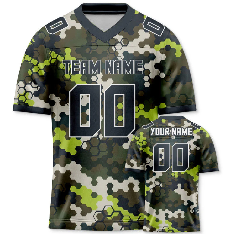 Custom Camo Balck-Neon Green Polygon Authentic Salute To Service Football Jersey